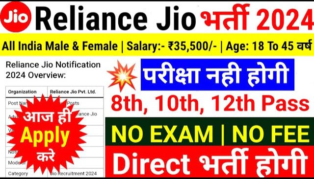 Reliance jio recruitment 2024 27000+ vacancy notification out apply date
